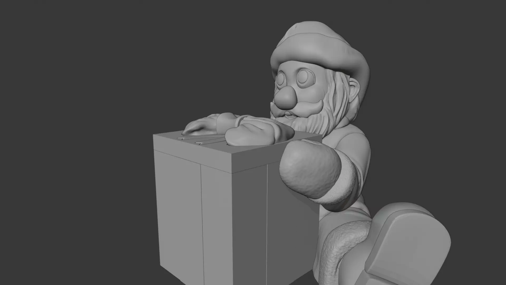 Santa Claus with gift 3D print model_5