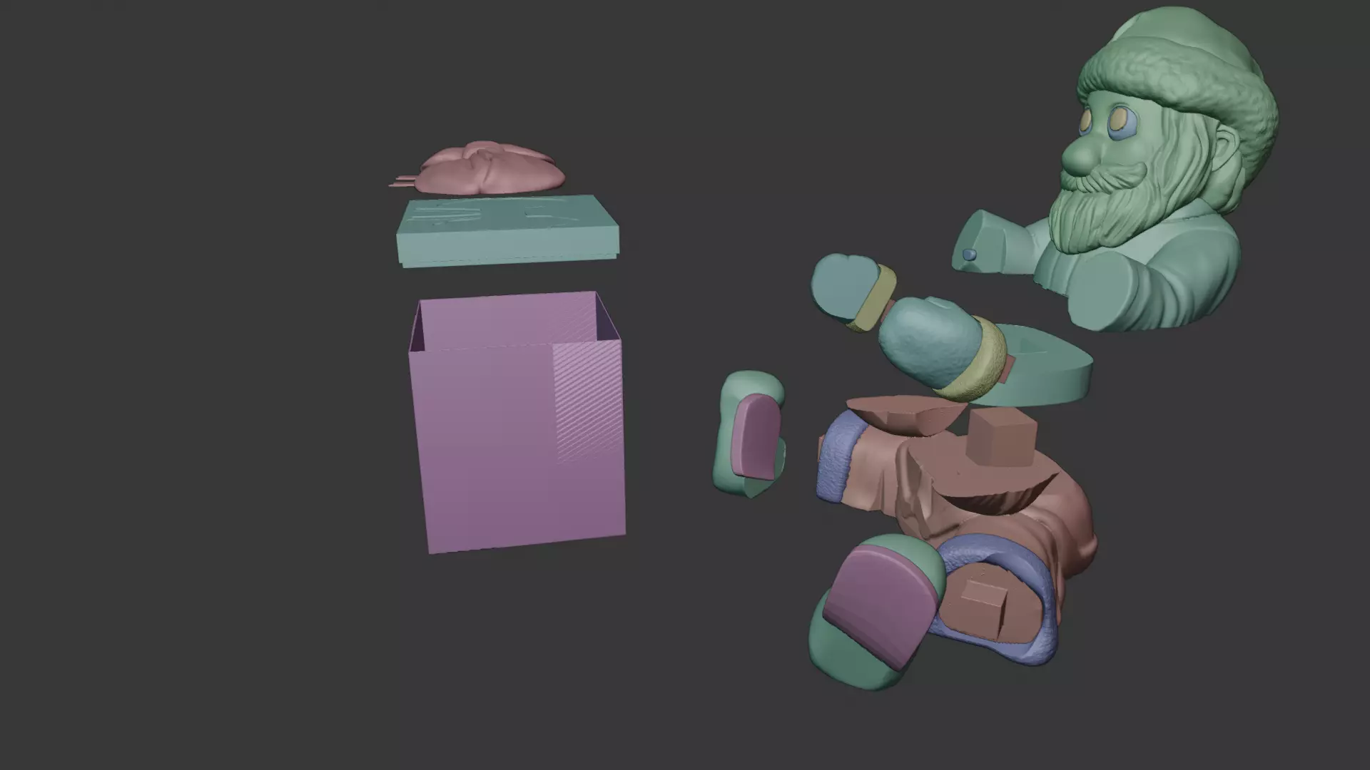 Santa Claus with gift 3D print model_4