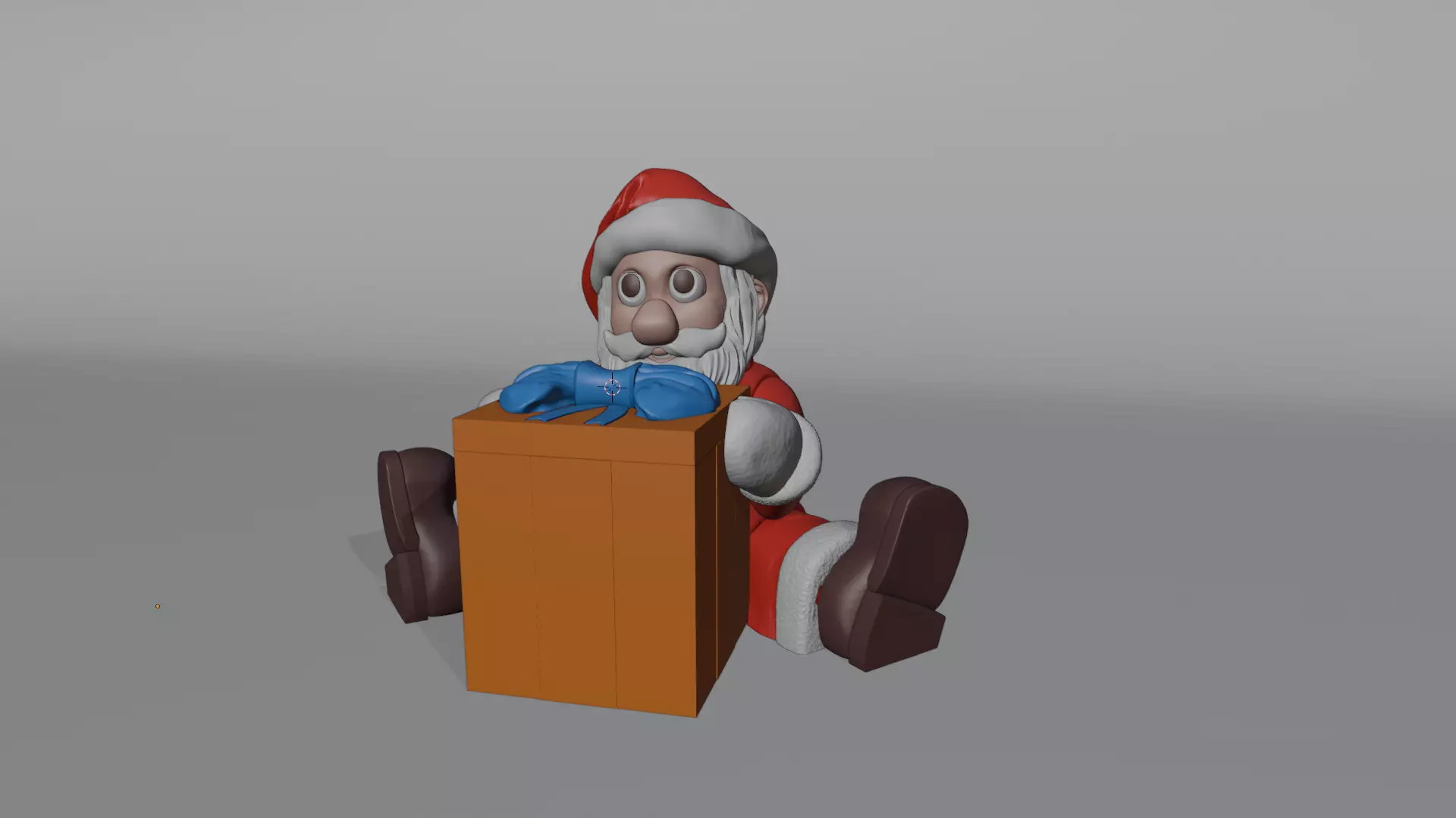 Santa Claus with gift 3D print model_0