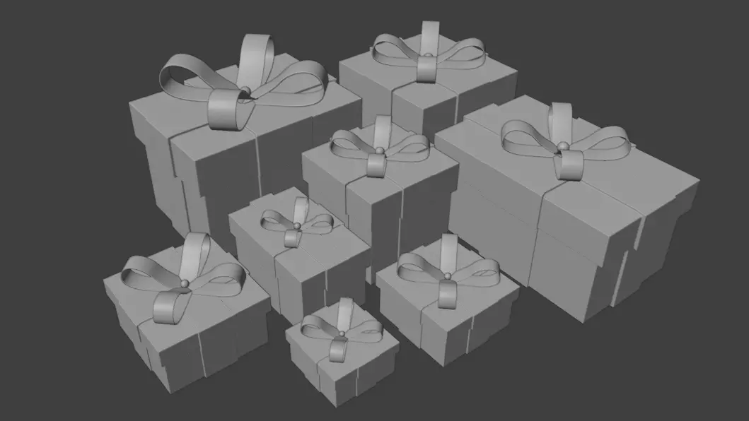 Christmas Gift Boxes Low-poly 3D model_3