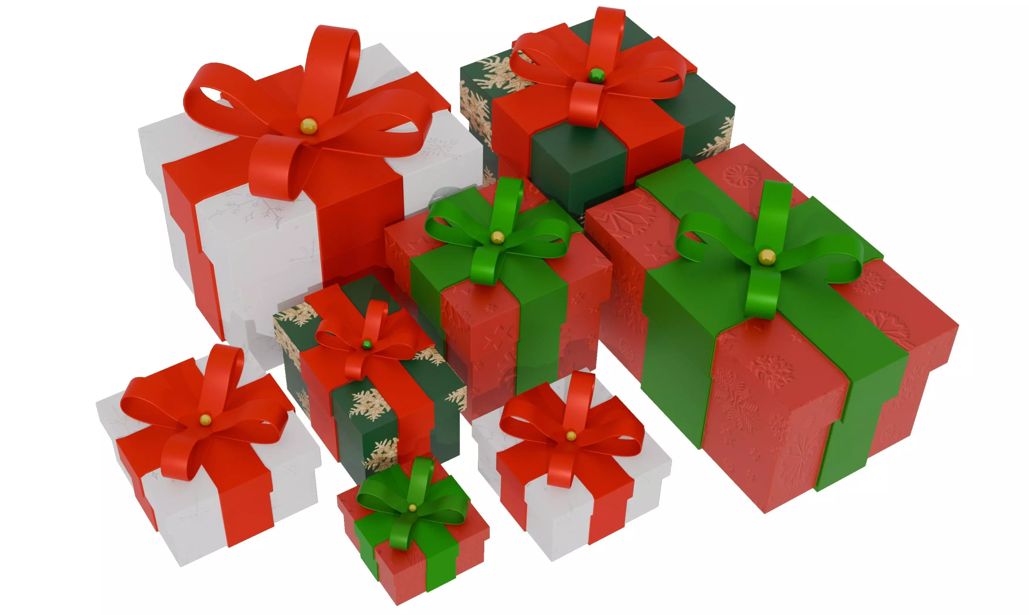 Christmas Gift Boxes Low-poly 3D model_2
