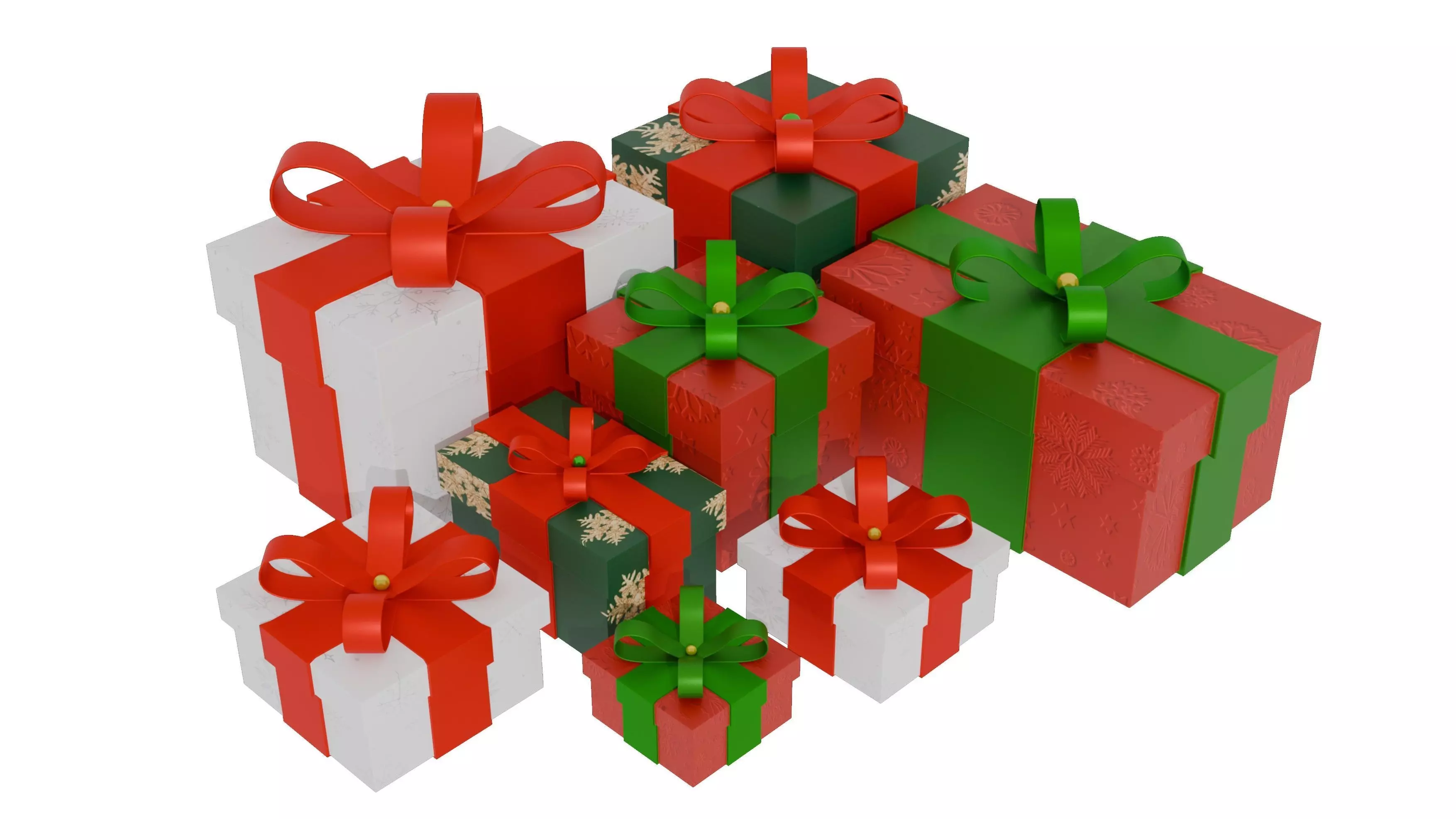 Christmas Gift Boxes Low-poly 3D model_1