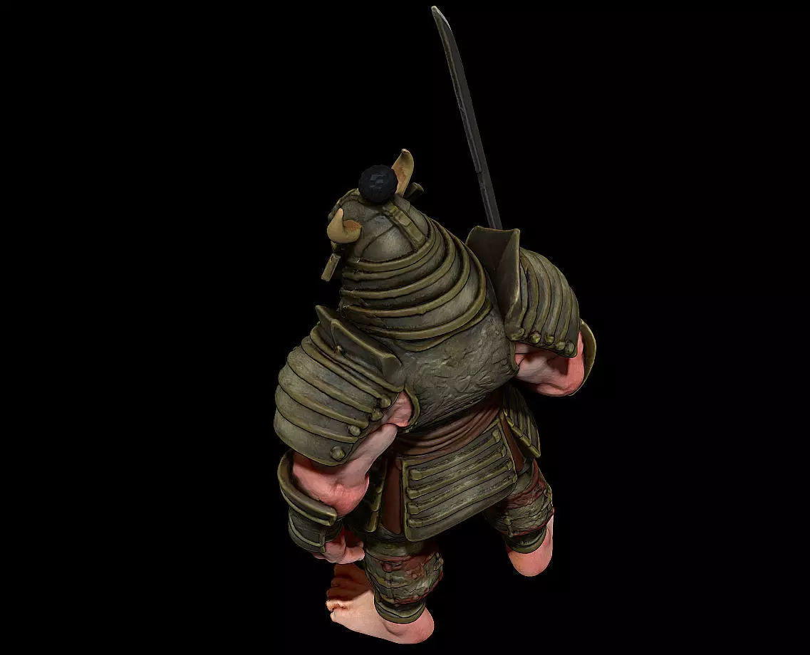 Samurai Ogre Armored Warrior Beast Highpoly Game Sculpt 3D print model_5
