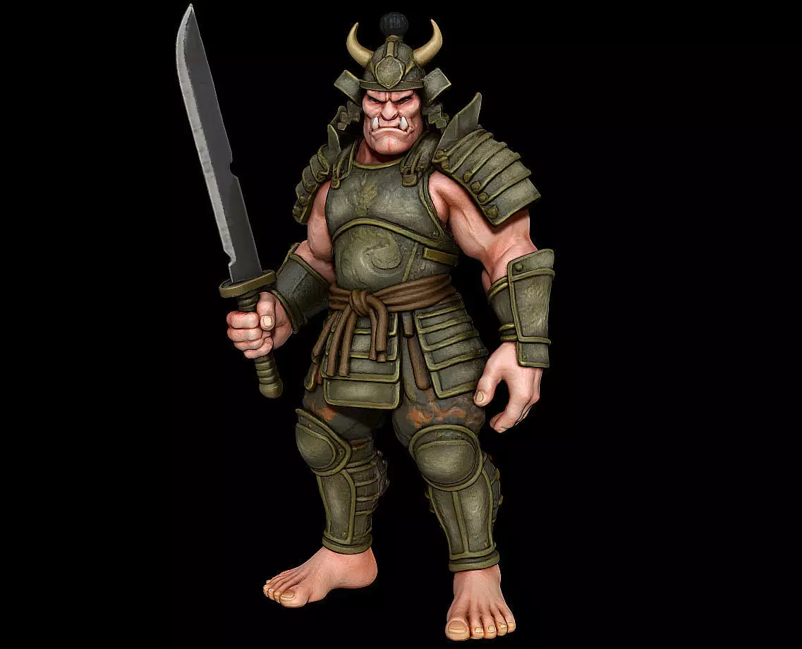 Samurai Ogre Armored Warrior Beast Highpoly Game Sculpt 3D print model_1