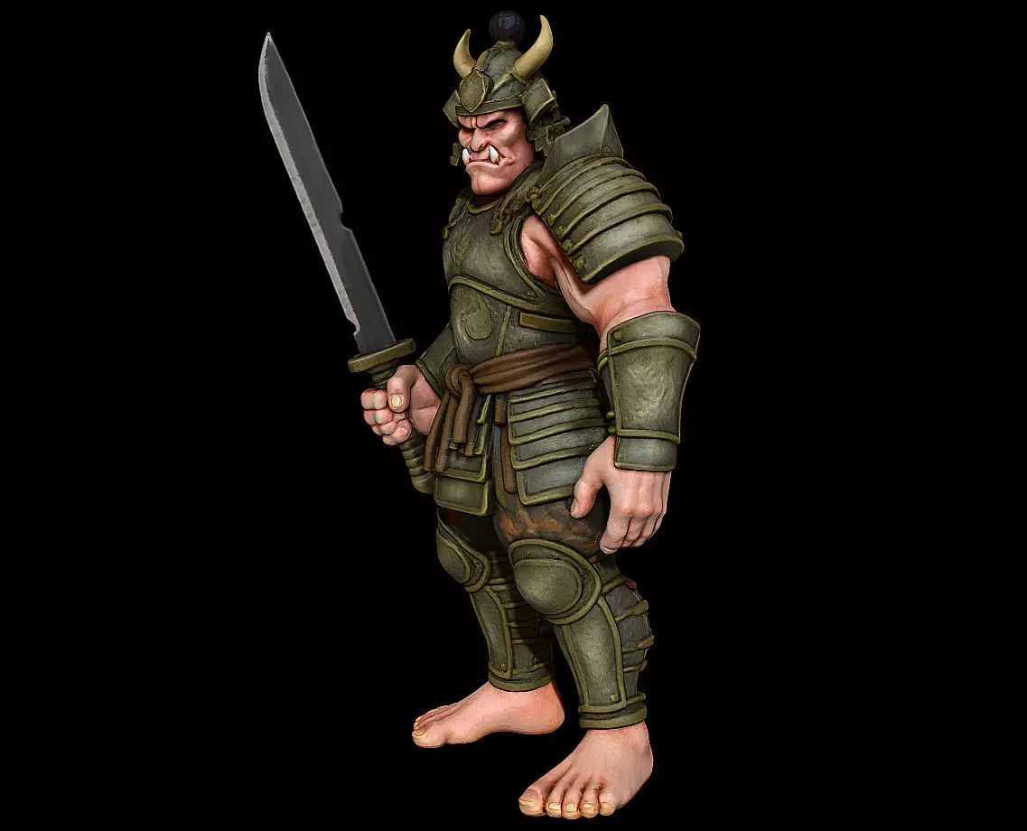 Samurai Ogre Armored Warrior Beast Highpoly Game Sculpt 3D print model_2