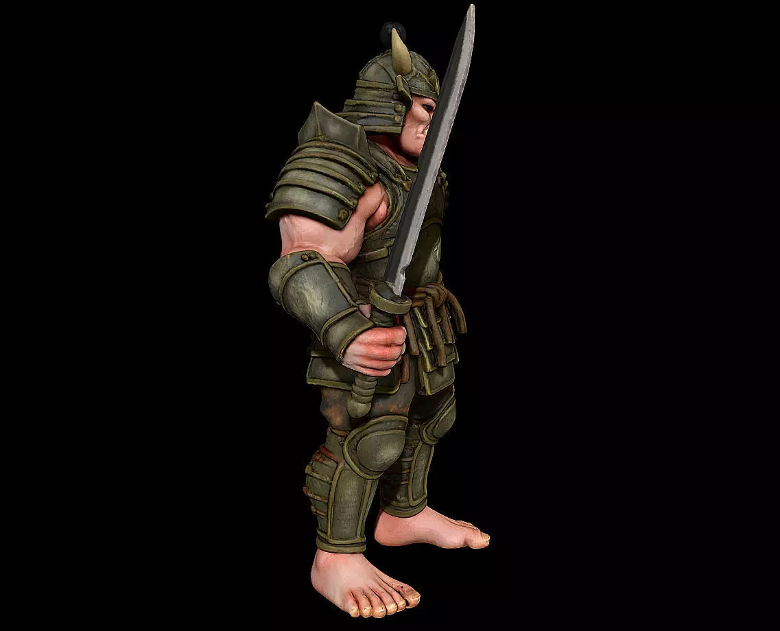 Samurai Ogre Armored Warrior Beast Highpoly Game Sculpt 3D print model_3