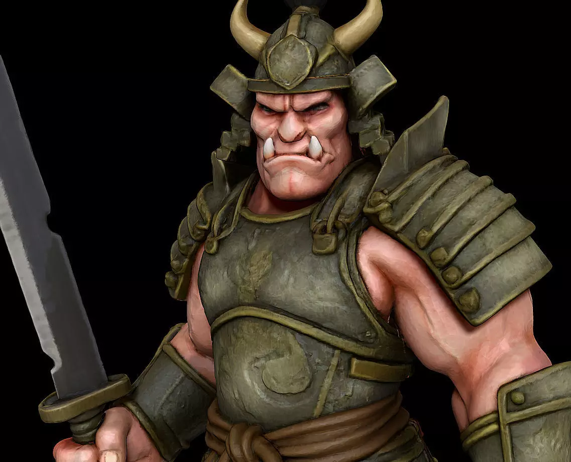 Samurai Ogre Armored Warrior Beast Highpoly Game Sculpt 3D print model_7
