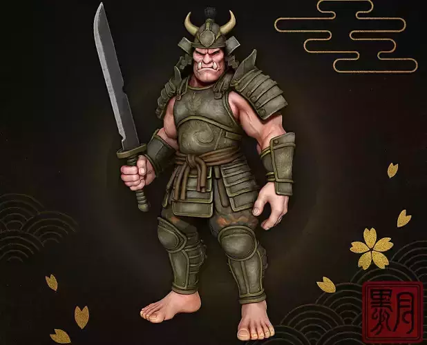Samurai Ogre Armored Warrior Beast Highpoly Game Sculpt