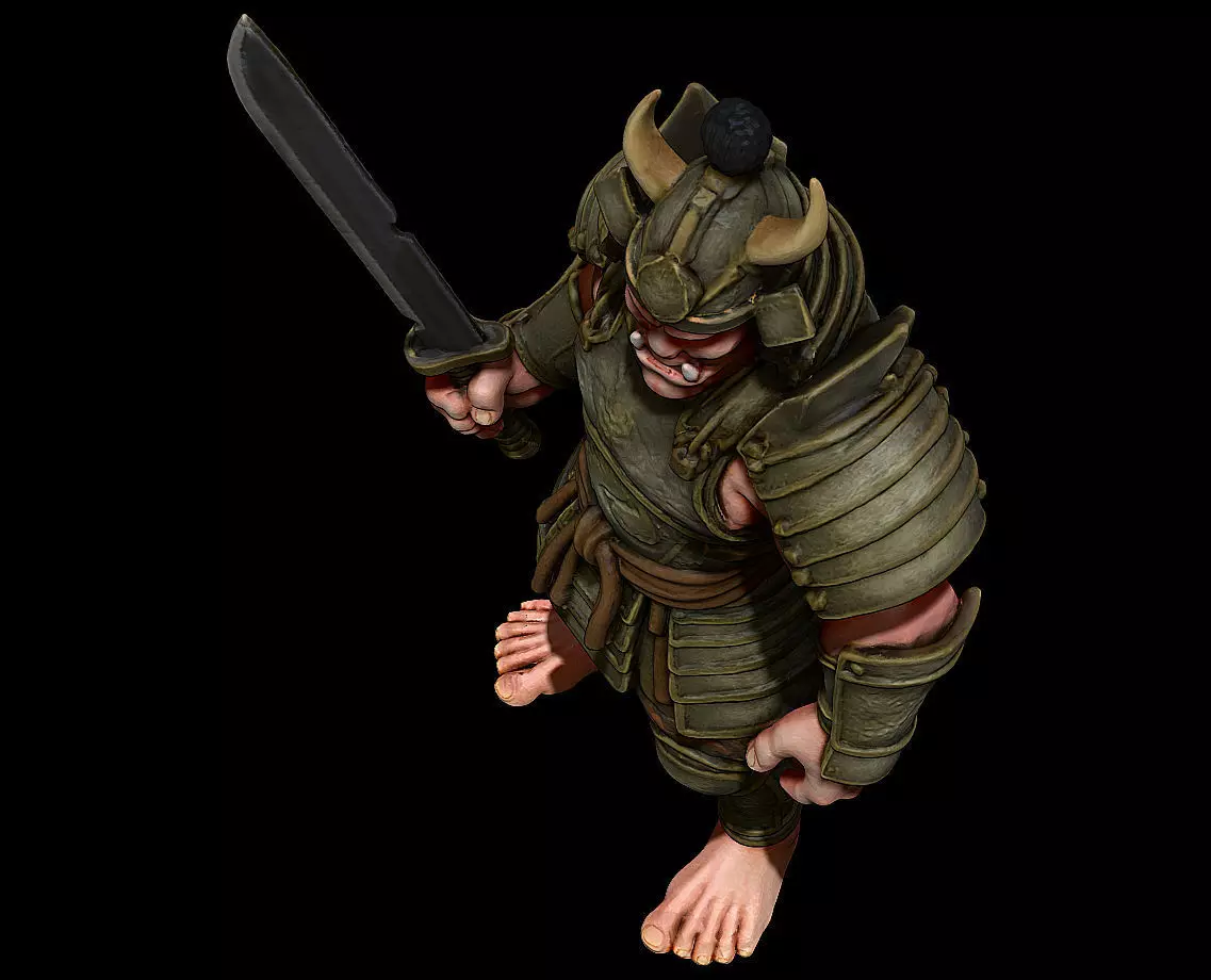 Samurai Ogre Armored Warrior Beast Highpoly Game Sculpt 3D print model_6