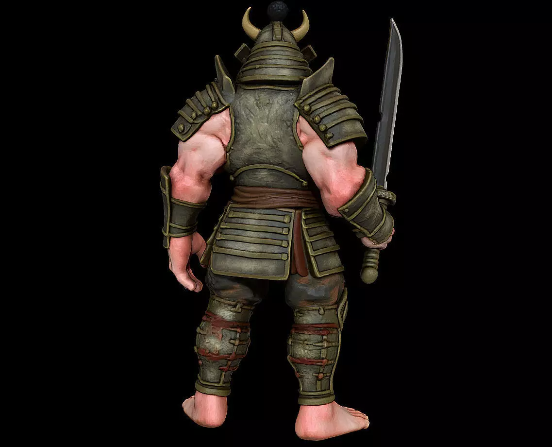 Samurai Ogre Armored Warrior Beast Highpoly Game Sculpt 3D print model_4