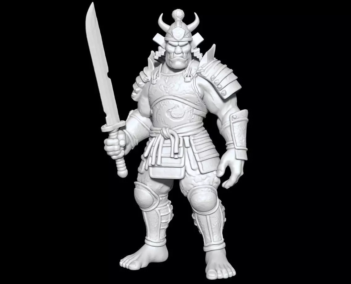Samurai Ogre Armored Warrior Beast Highpoly Game Sculpt 3D print model_9