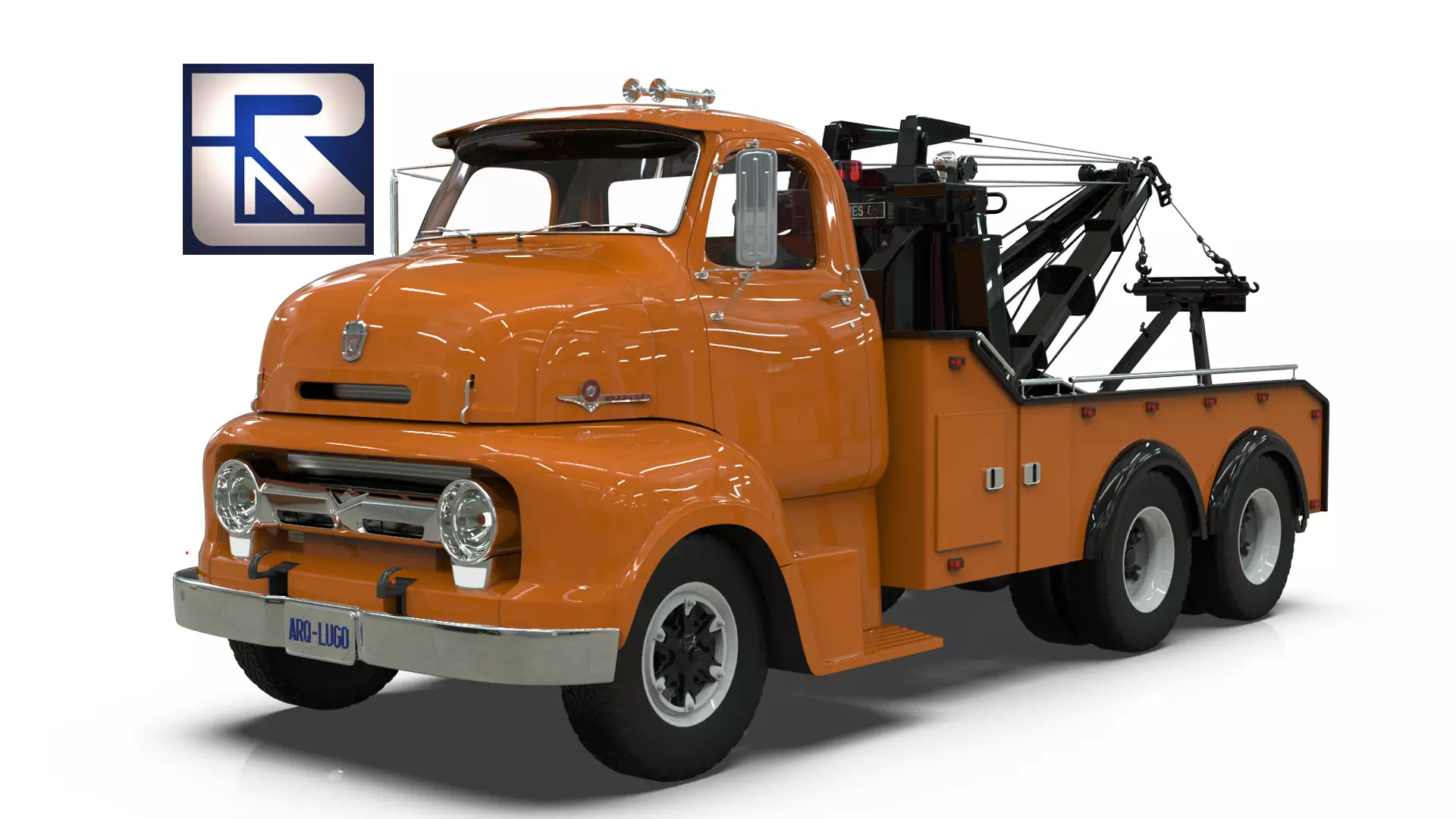 Vintage COE Tandem Axle Wrecker Truck Holmes 850 Recovery System 3D model