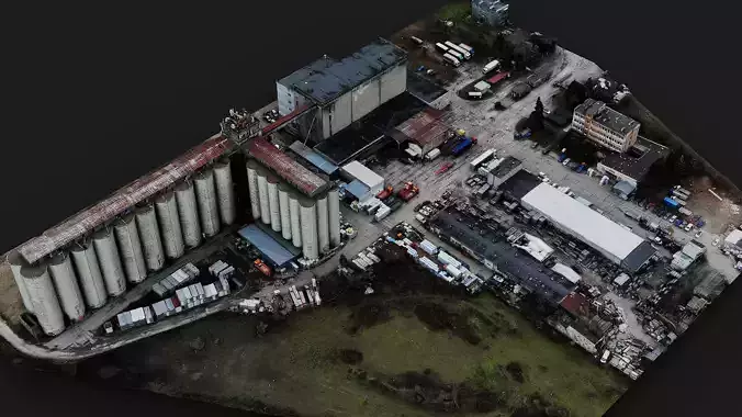 factory industrial facility concrete silo terrain