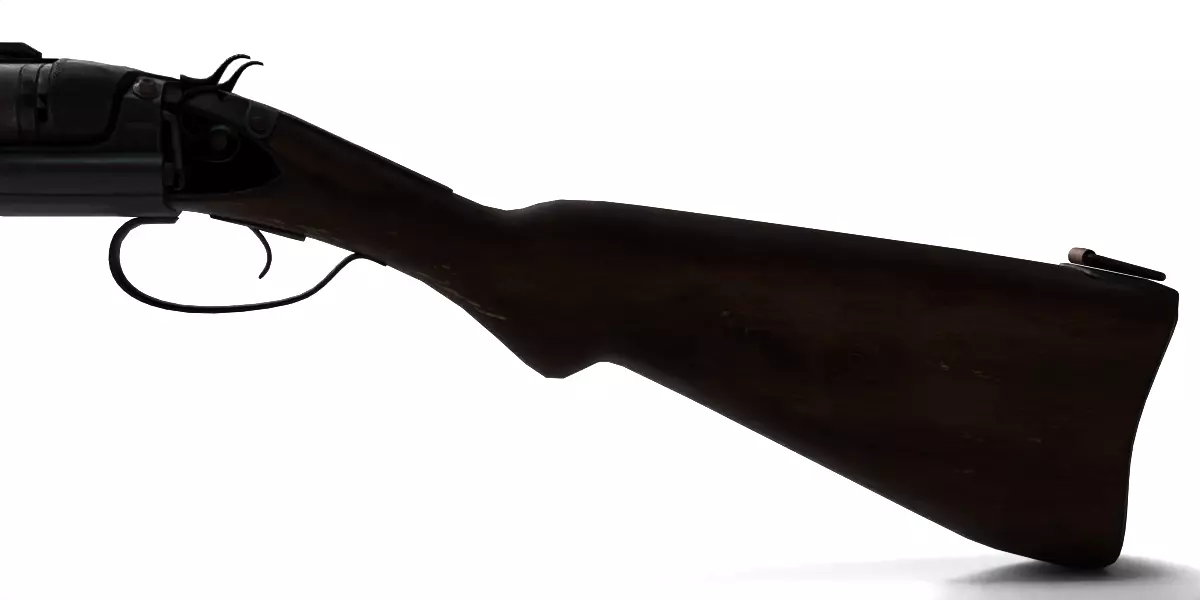 Rigged Double Barrel Gun 3D model_4