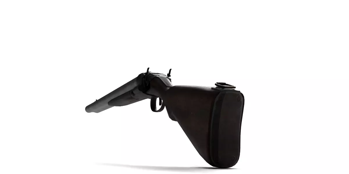 Rigged Double Barrel Gun 3D model_7