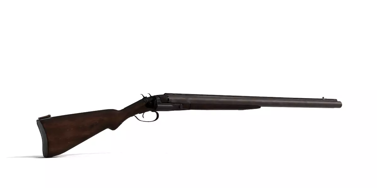 Rigged Double Barrel Gun 3D model_1