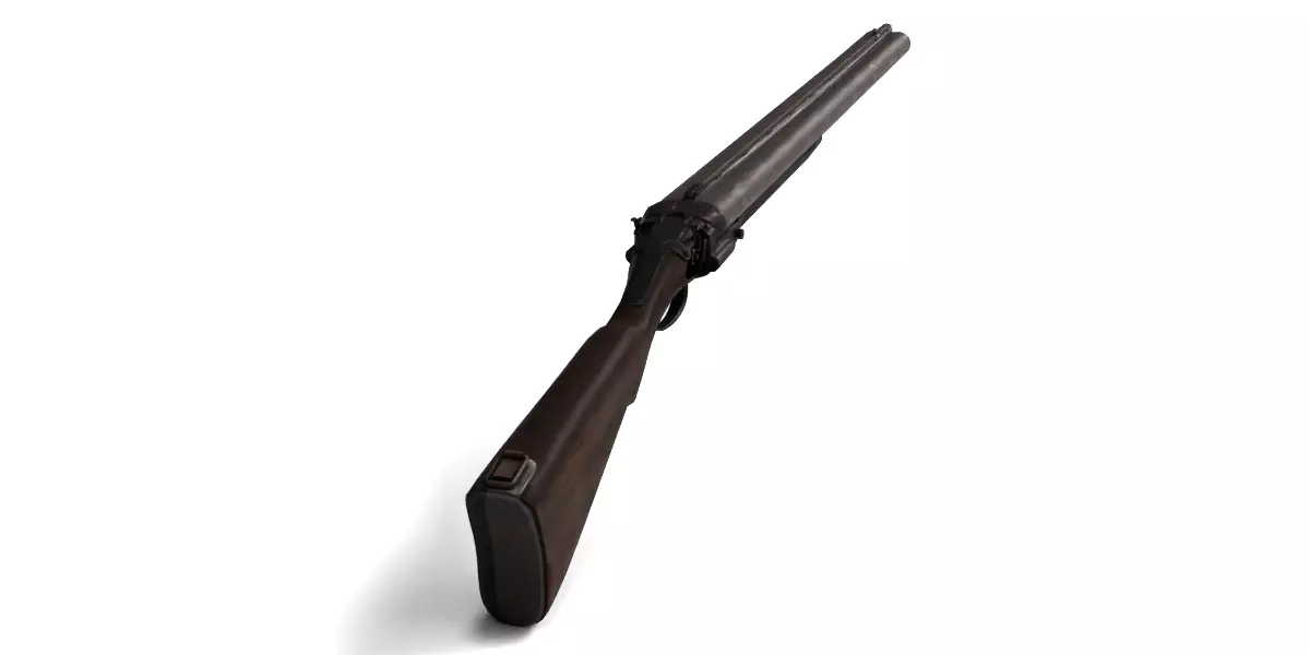 Rigged Double Barrel Gun 3D model_5
