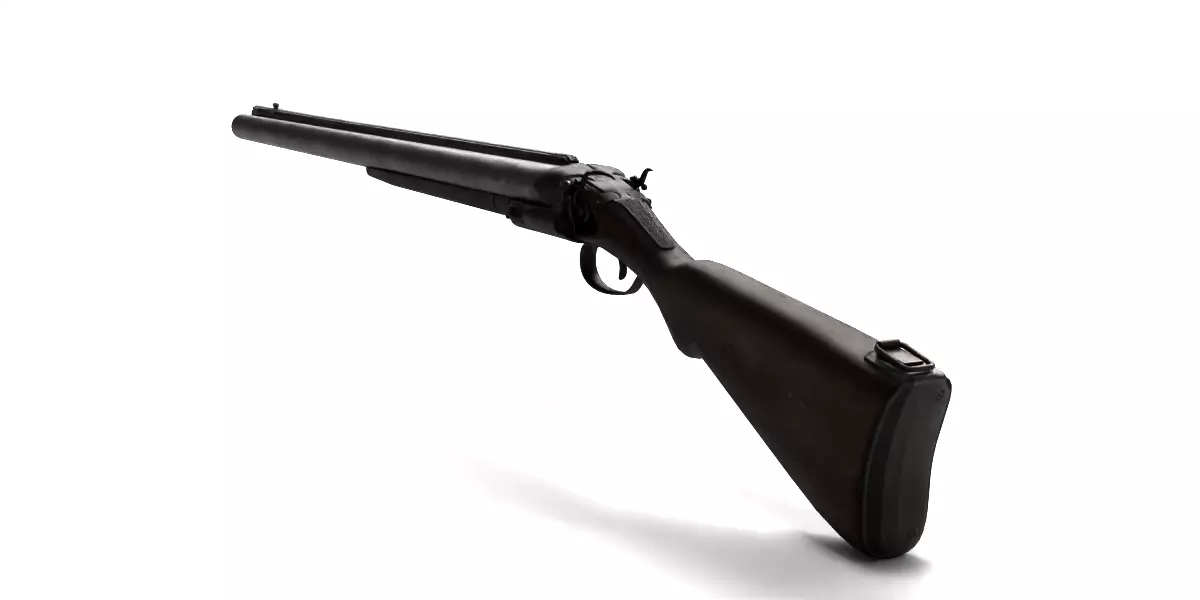 Rigged Double Barrel Gun 3D model_2