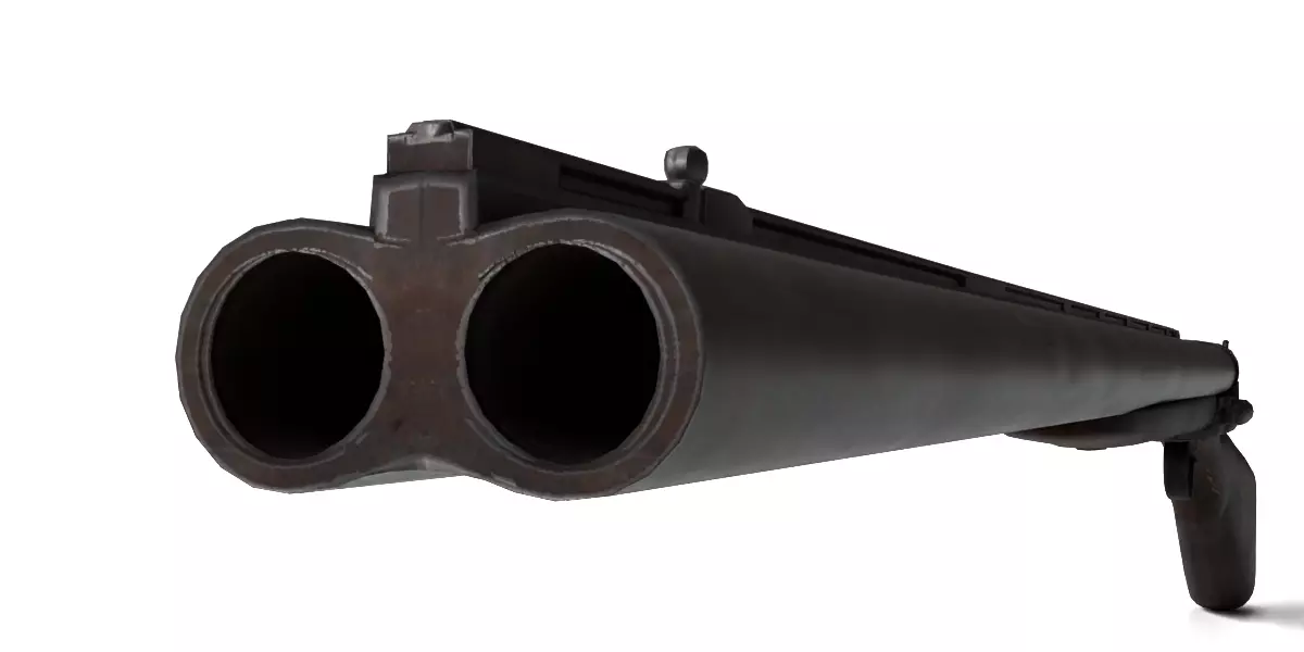 Rigged Double Barrel Gun 3D model_3