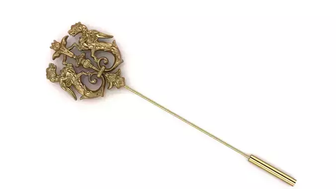 Leopard Griffin Brooch 3D model - for Him