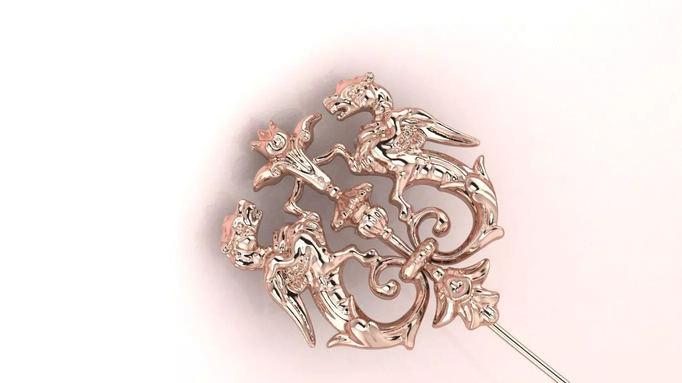 Leopard Griffin Brooch 3D model - for Him 3D print model_2