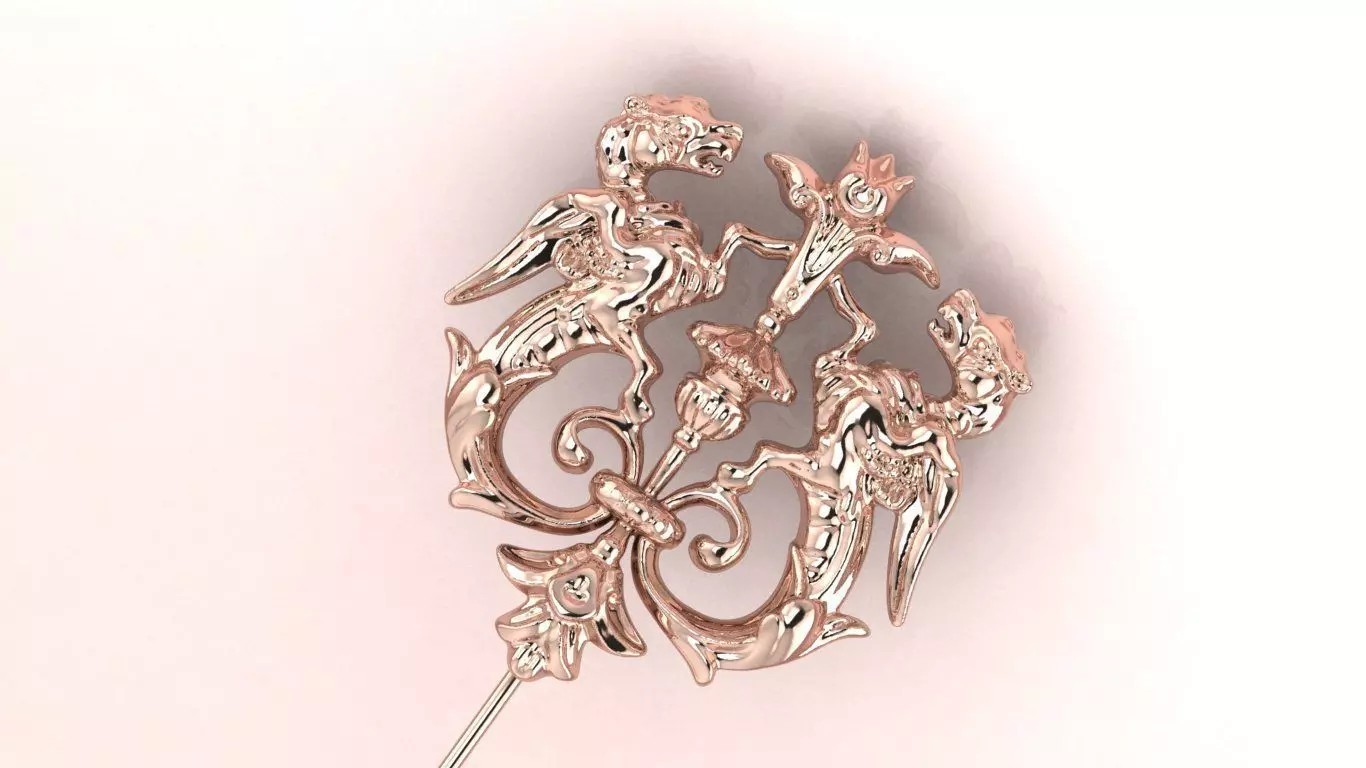 Leopard Griffin Brooch 3D model - for Him 3D print model_19