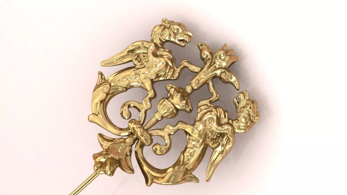 Leopard Griffin Brooch 3D model - for Him 3D print model_20