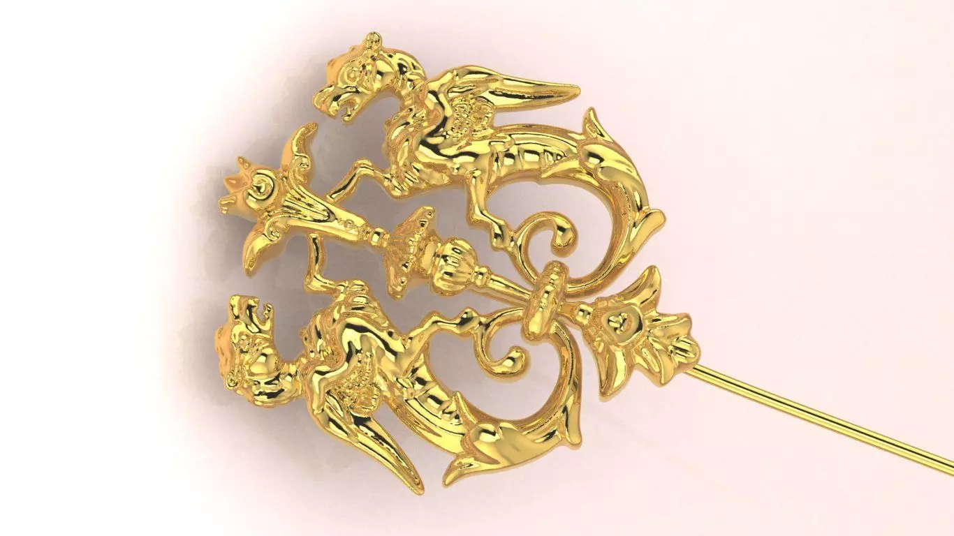 Leopard Griffin Brooch 3D model - for Him 3D print model_22