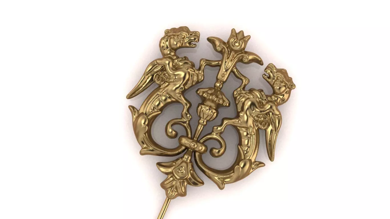 Leopard Griffin Brooch 3D model - for Him 3D print model_3