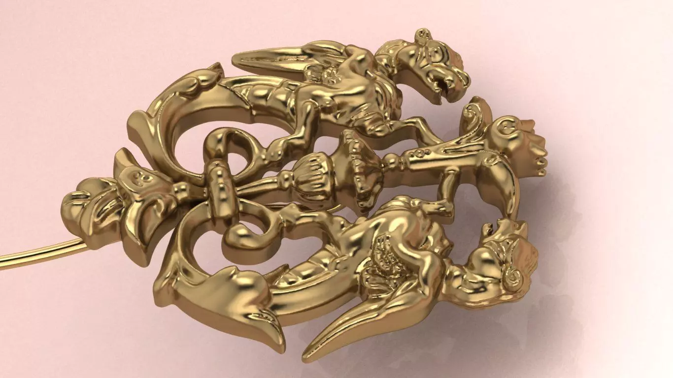 Leopard Griffin Brooch 3D model - for Him 3D print model_17