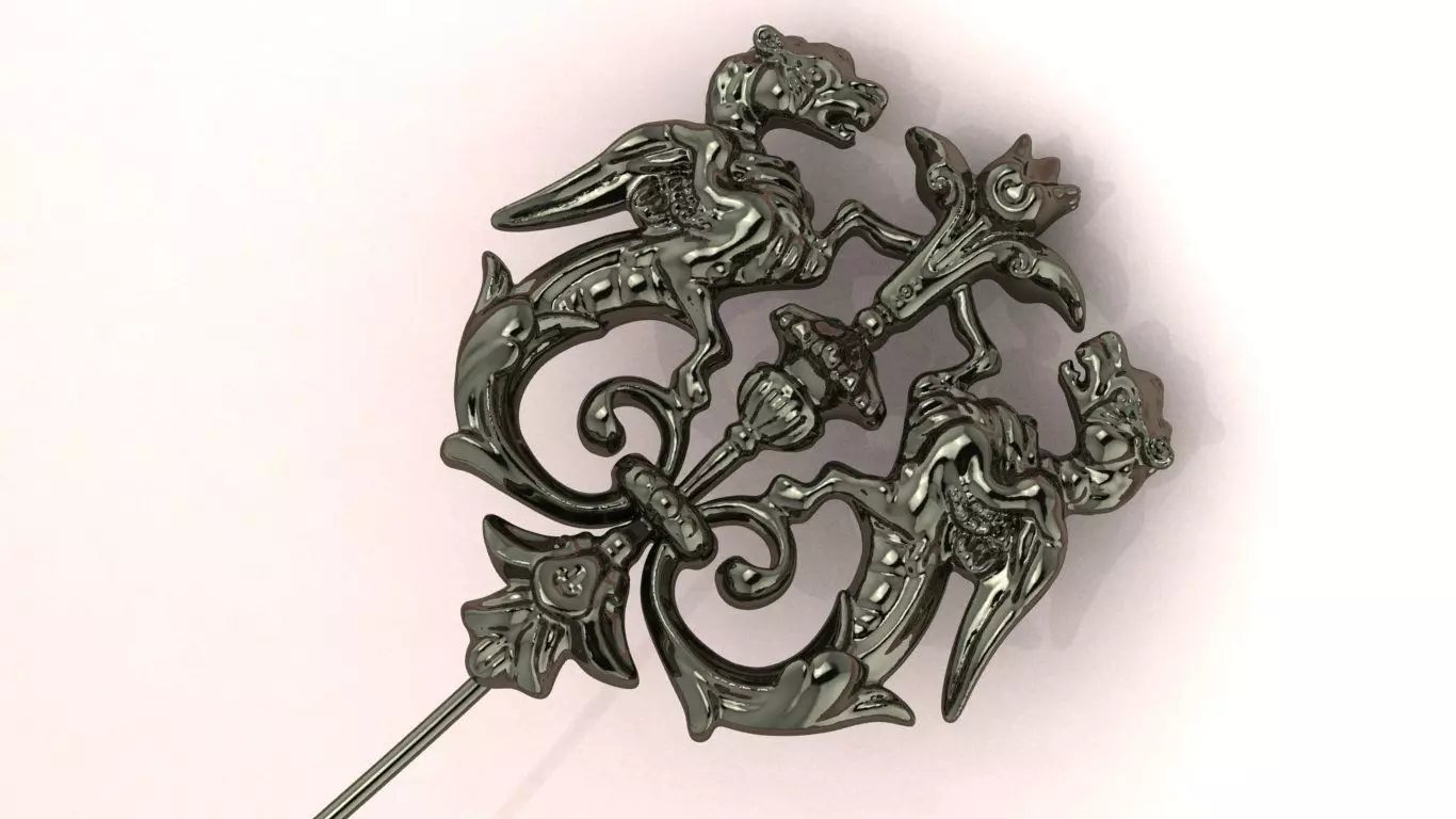 Leopard Griffin Brooch 3D model - for Him 3D print model_21