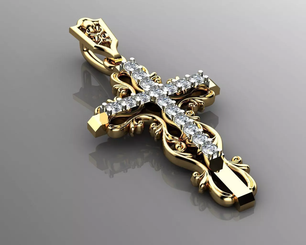  Cross with ornament 3D print model_0