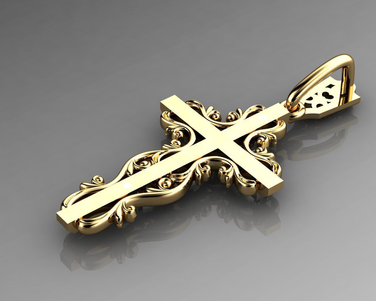  Cross with ornament 3D print model_3