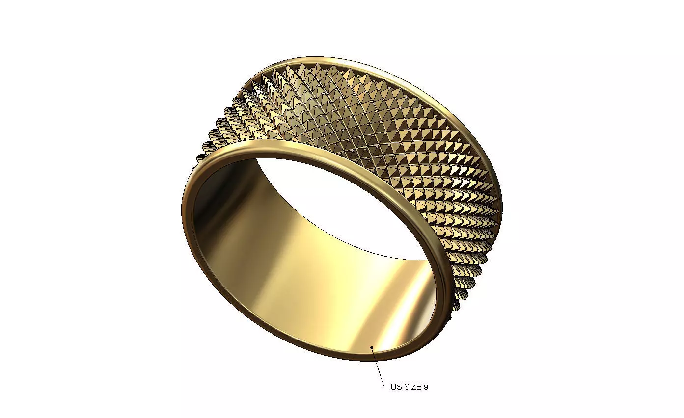 Knurled dome cigar band US size 9 3D print model