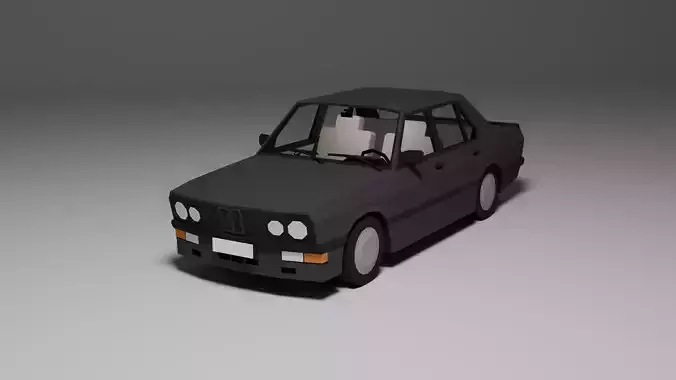 Low Poly 1980s Sport Sedan 3D Model Car01