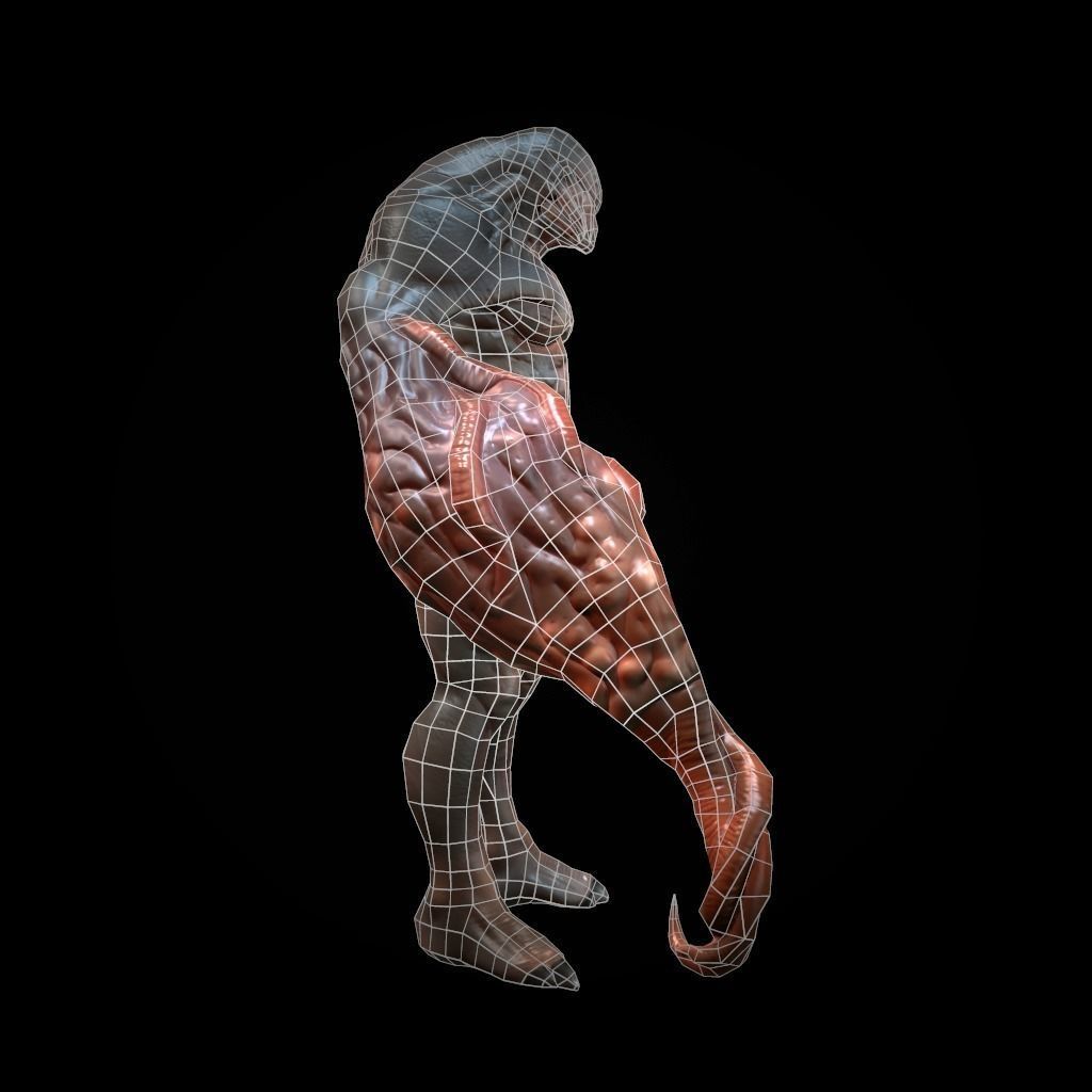 Creature Mutant Low-poly 3D model_9