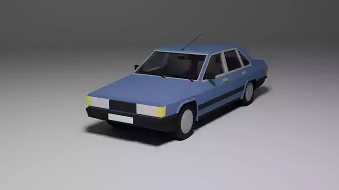 Low Poly 1980s Executive Sedan 3D Model Free Download Car03