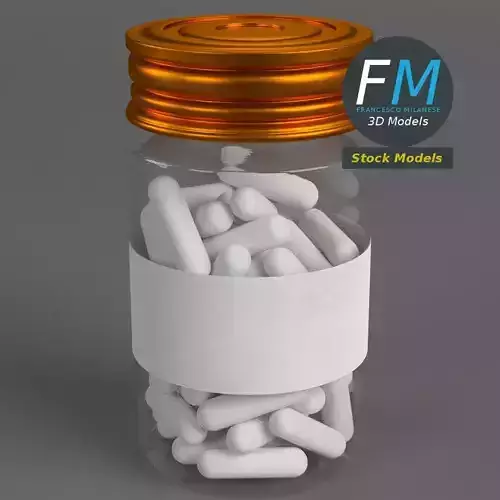 Pharma capsule pills and bottle