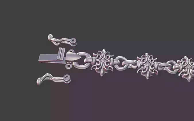 Scrollwork Linked Bracelet With Lock