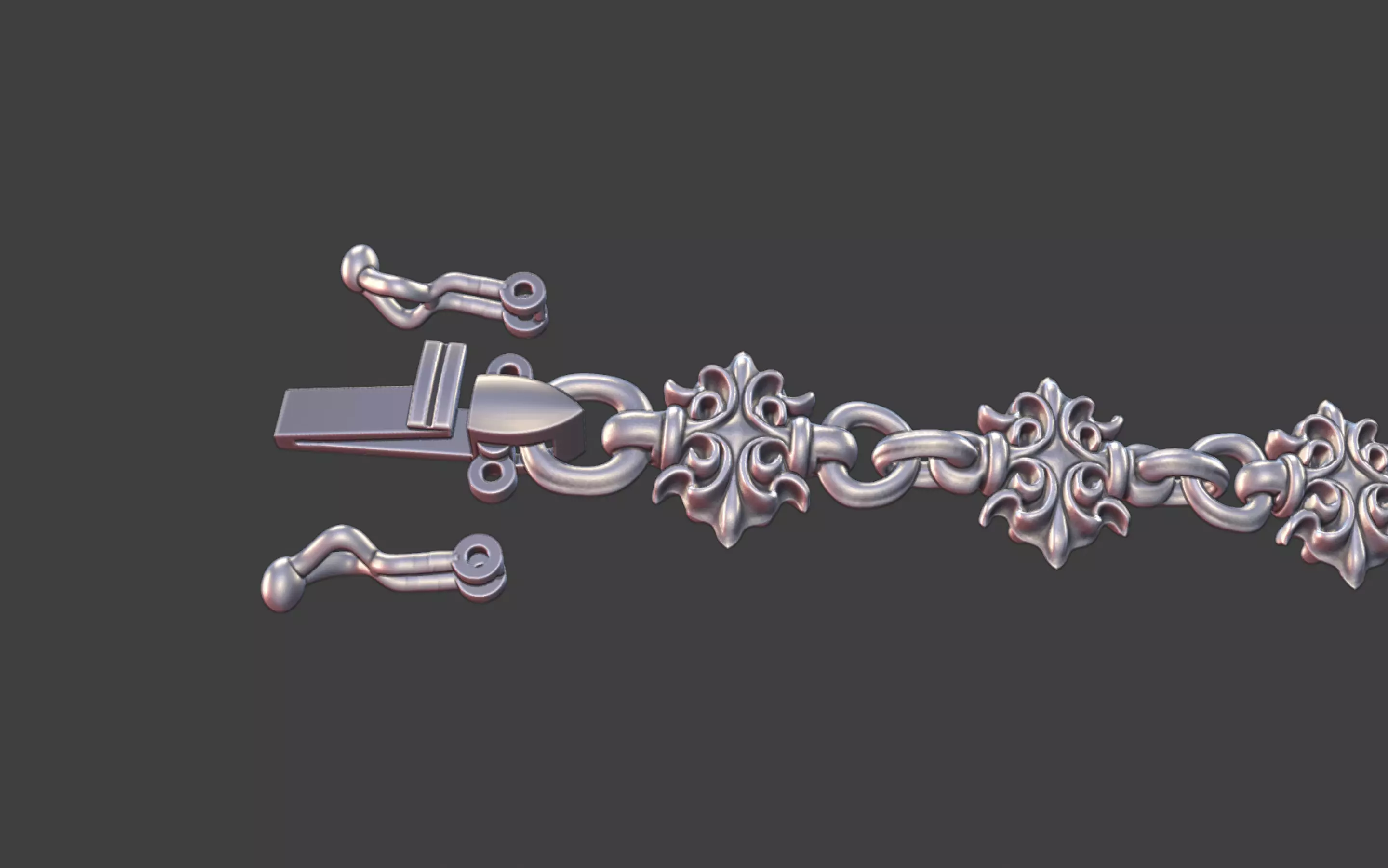 Scrollwork Linked Bracelet With Lock 3D print model