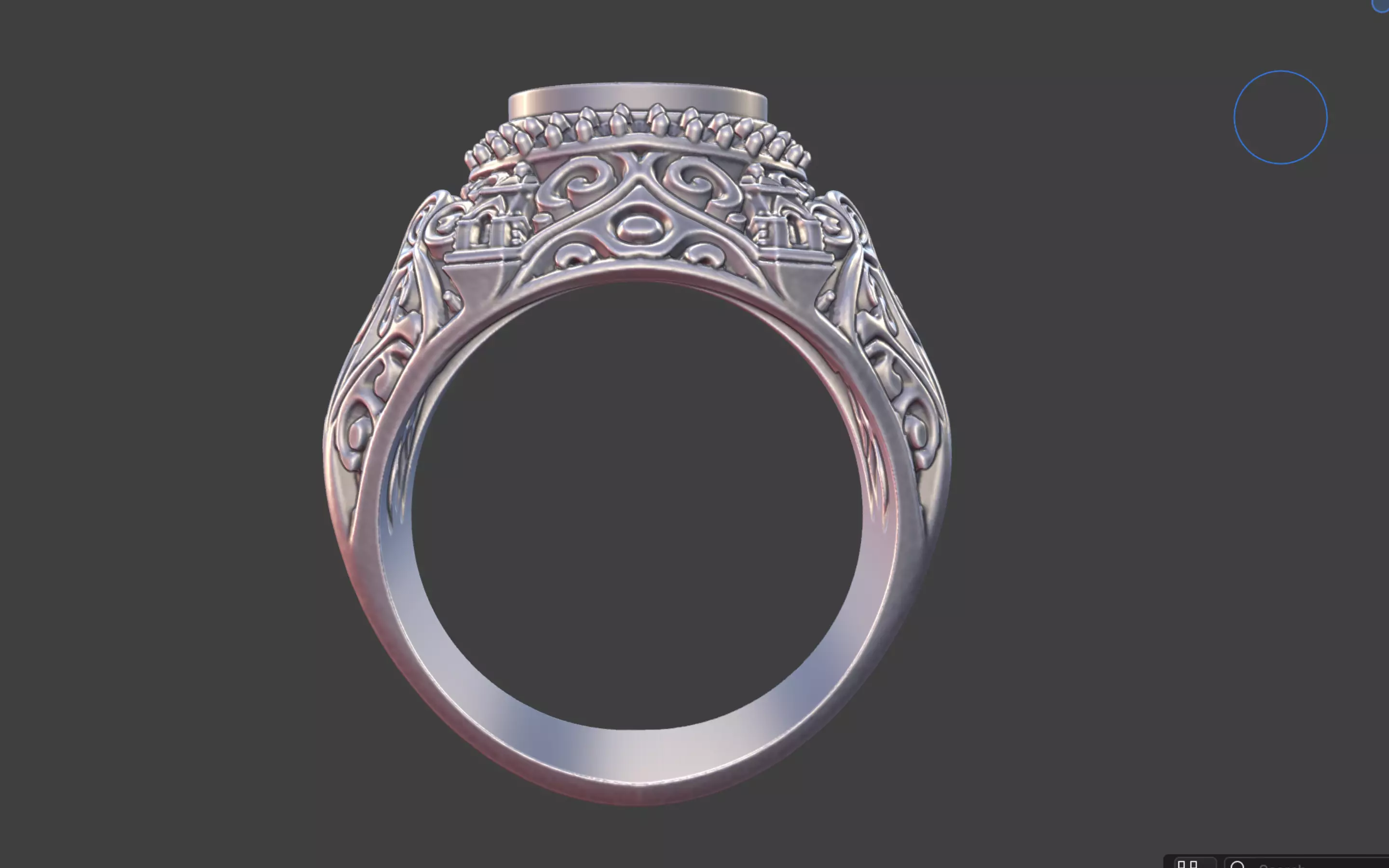 Ornate Cabochon Ring With Pave 3D print model_27