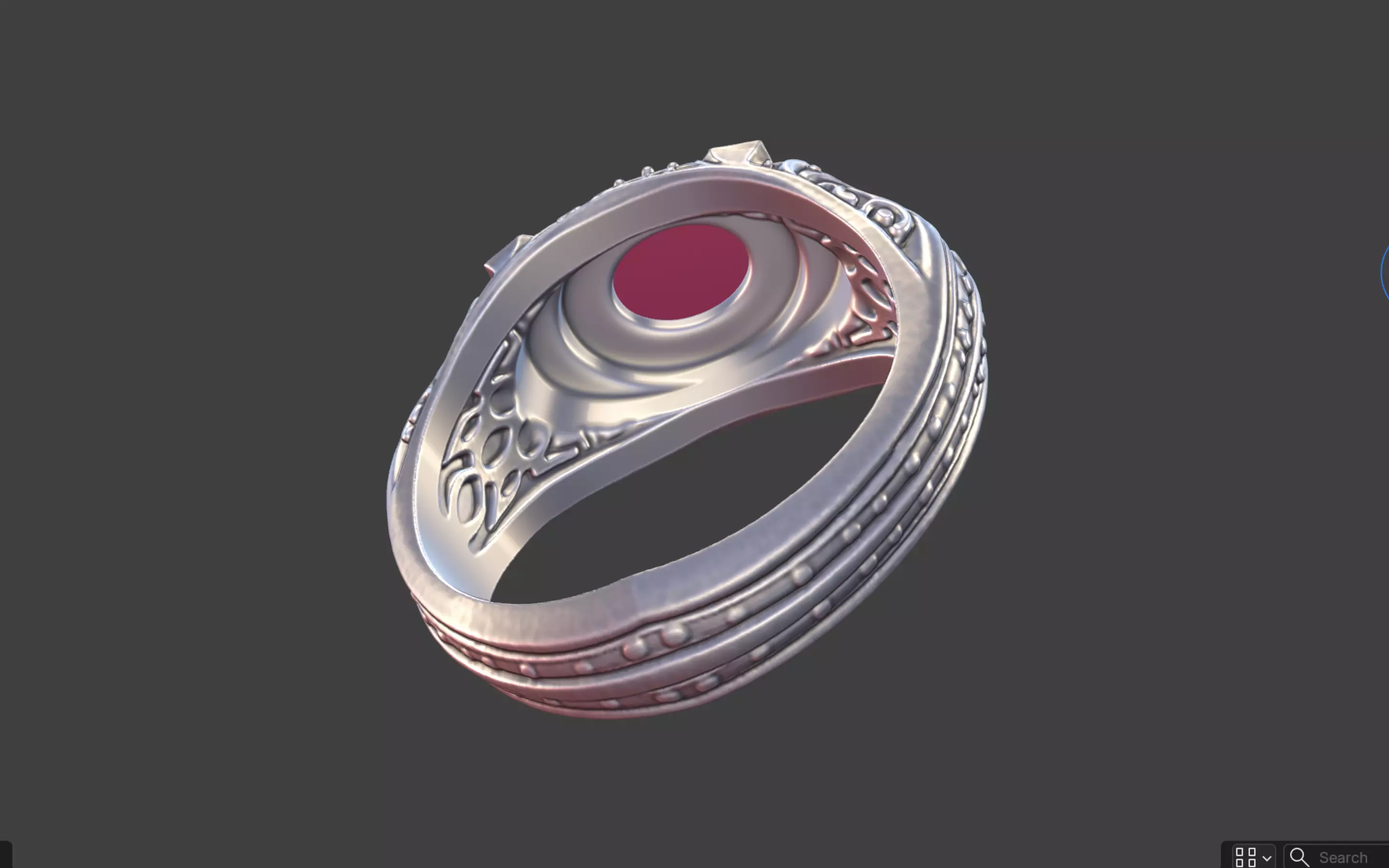 Ornate Cabochon Ring With Pave 3D print model_20