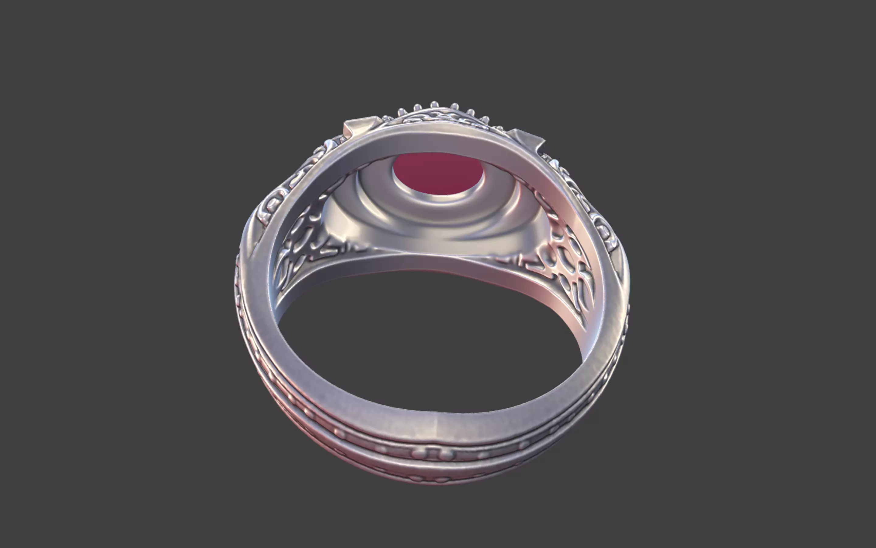Ornate Cabochon Ring With Pave 3D print model_19