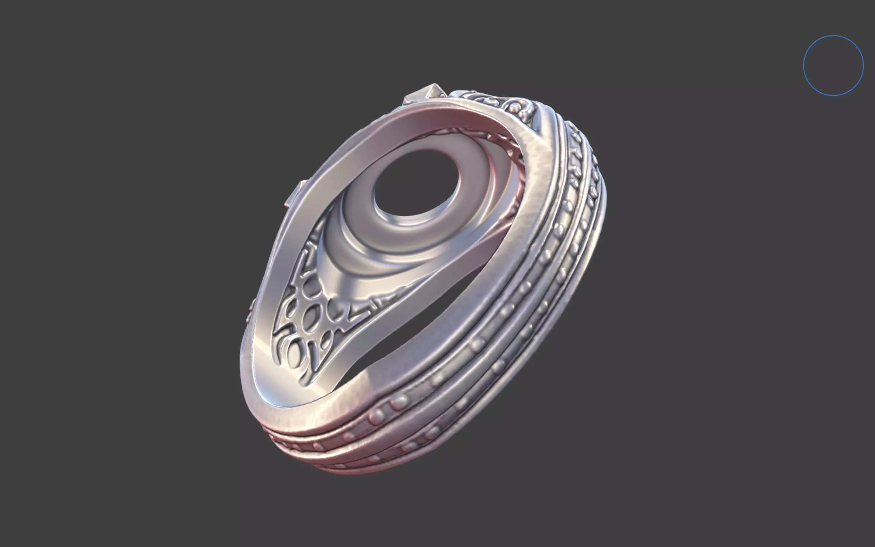 Ornate Cabochon Ring With Pave 3D print model_31