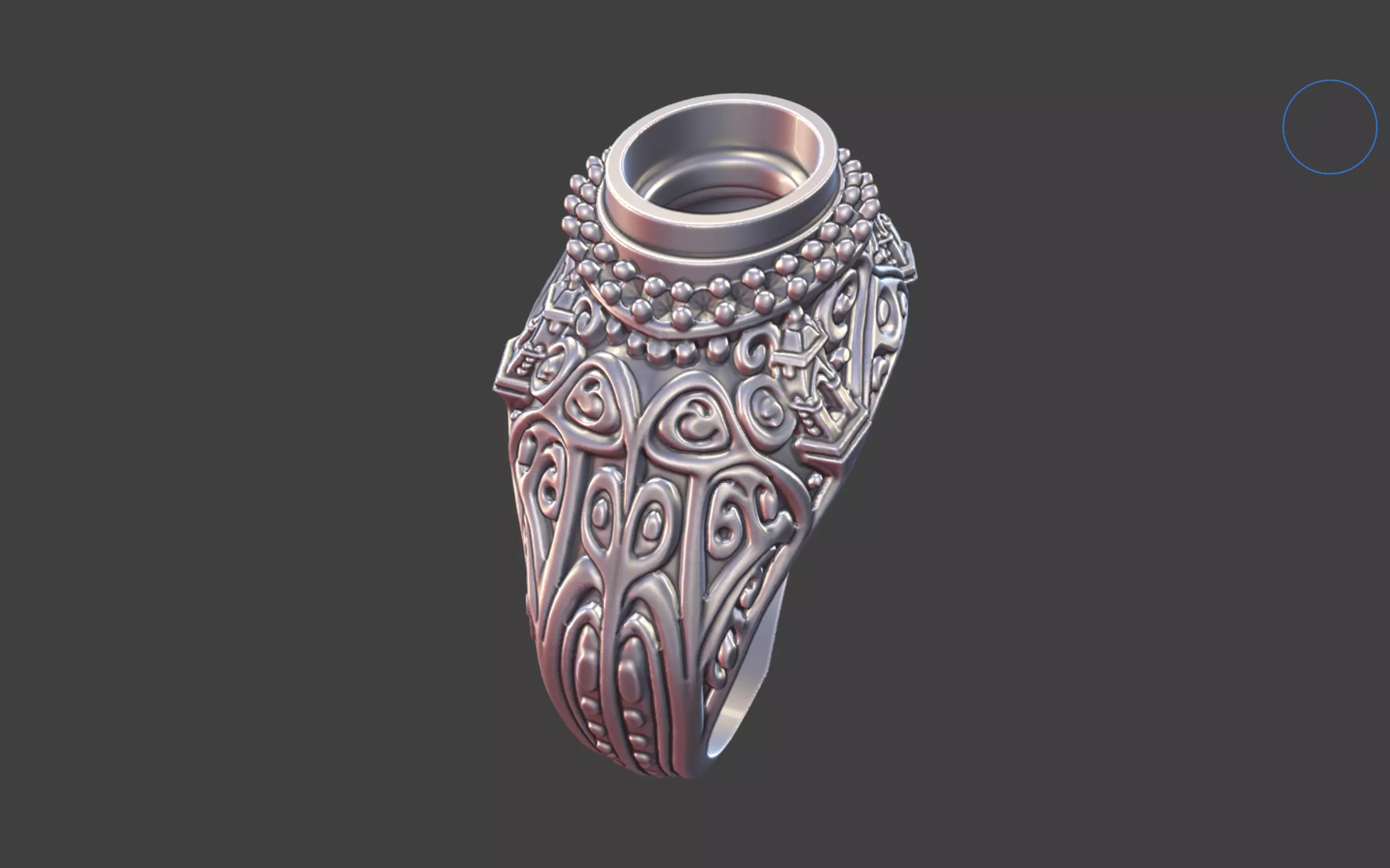Ornate Cabochon Ring With Pave 3D print model_30