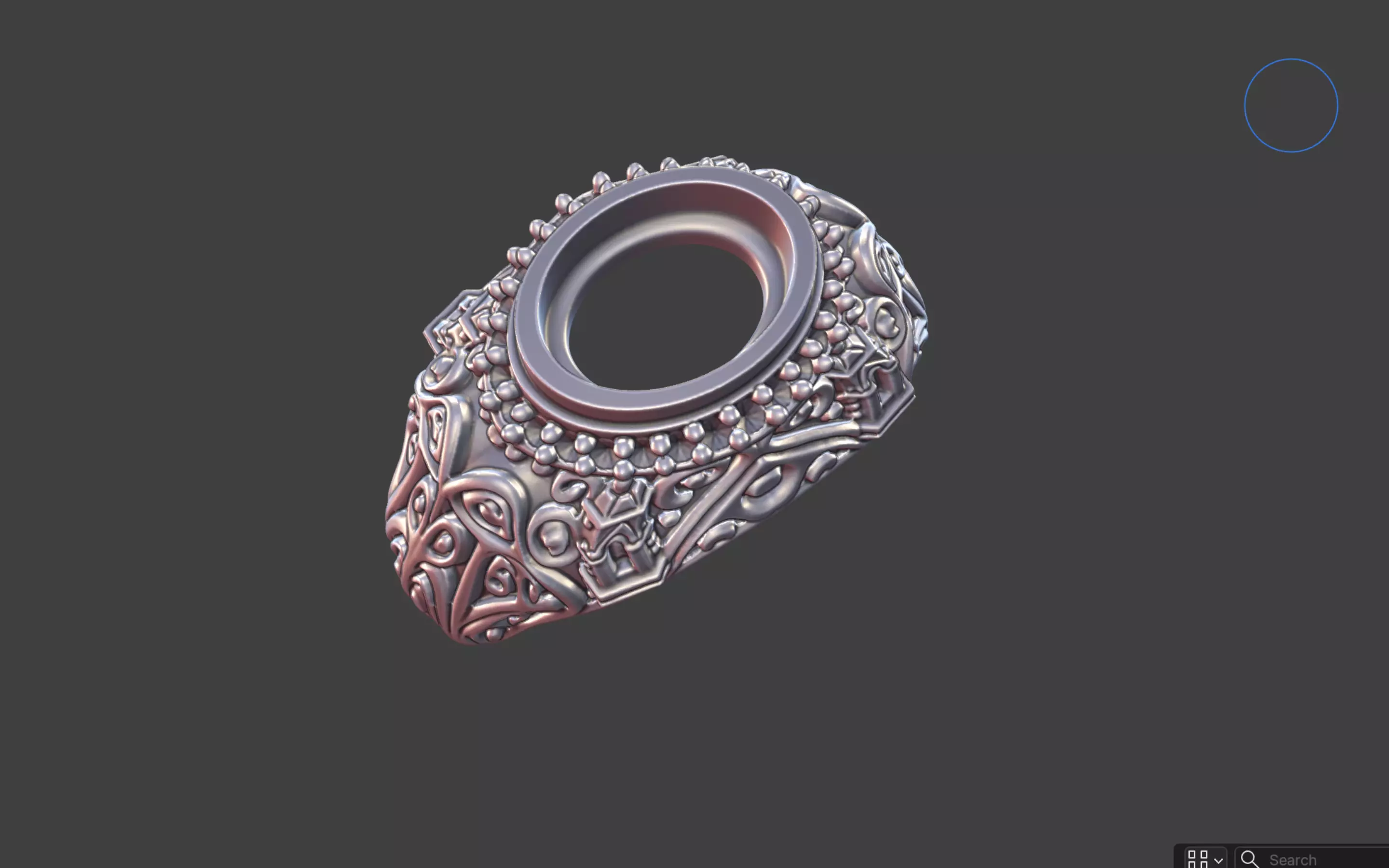 Ornate Cabochon Ring With Pave 3D print model_29