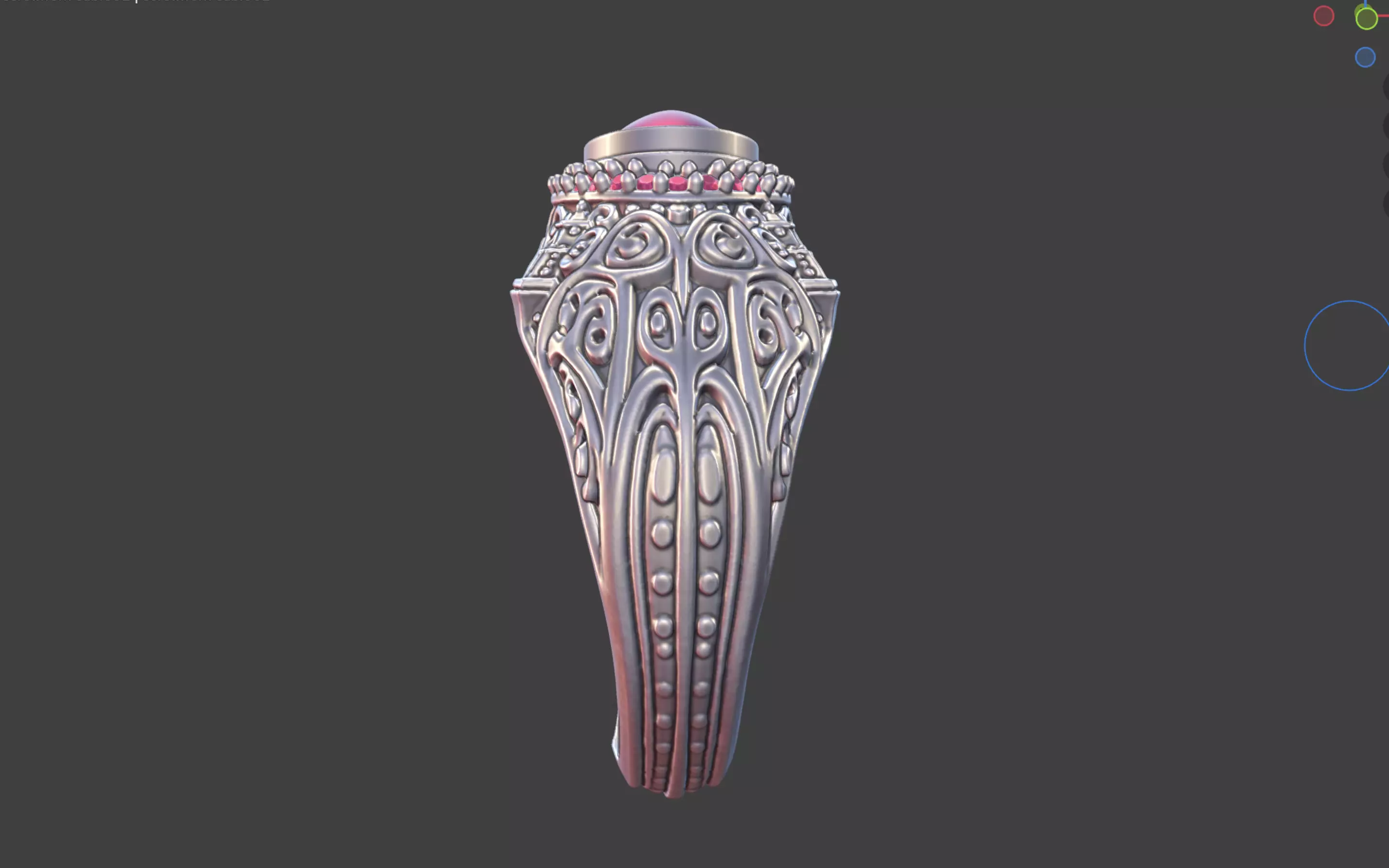 Ornate Cabochon Ring With Pave 3D print model_6