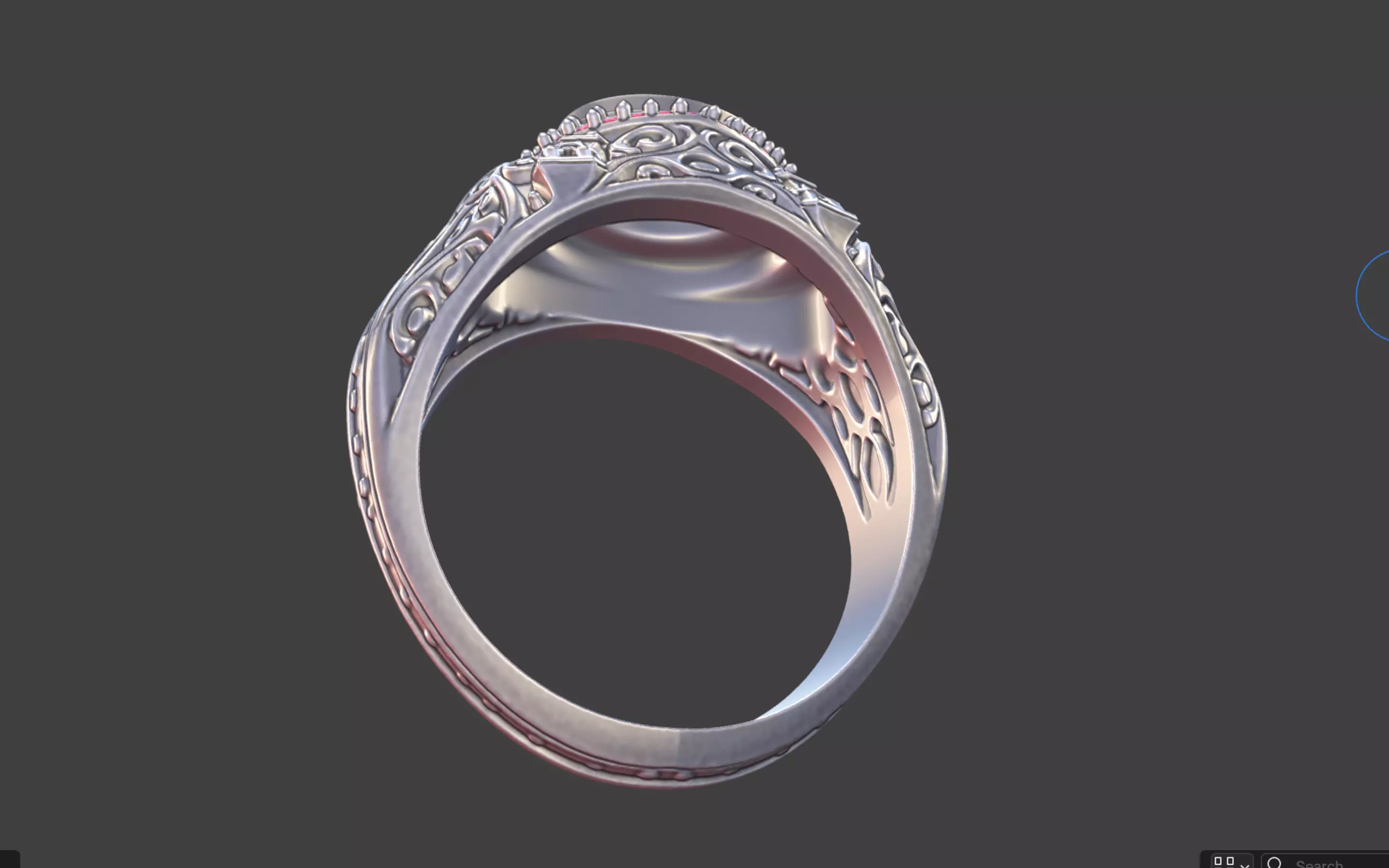 Ornate Cabochon Ring With Pave 3D print model_18