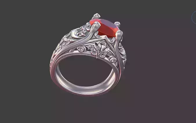 Gothic Oval Gemstone bat stars Ring