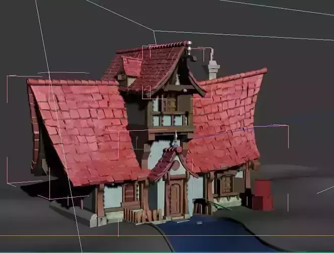 gamemodelfantasymodel house with roof 3D model